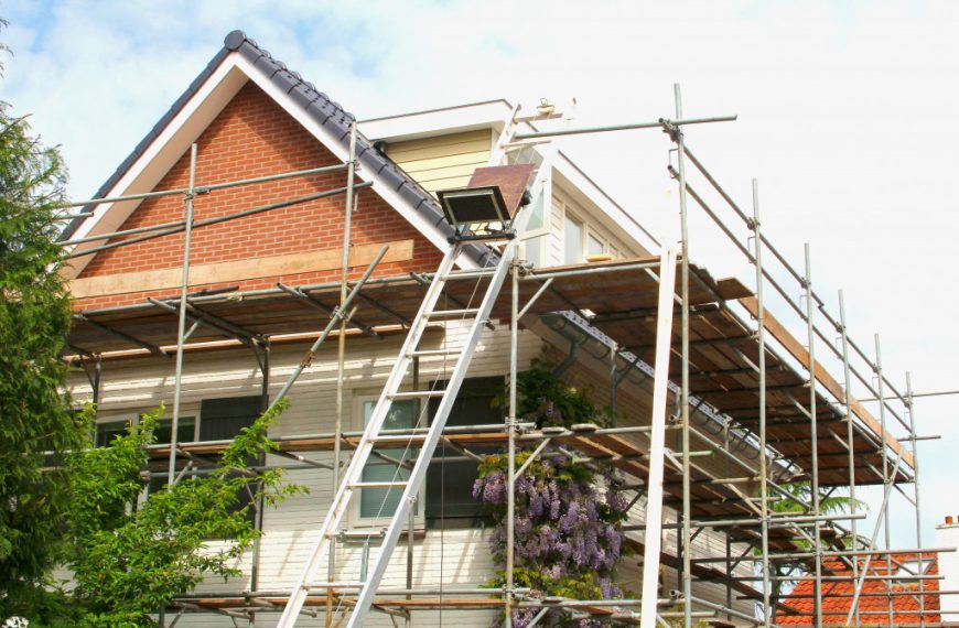 The exterior of the home being renovated